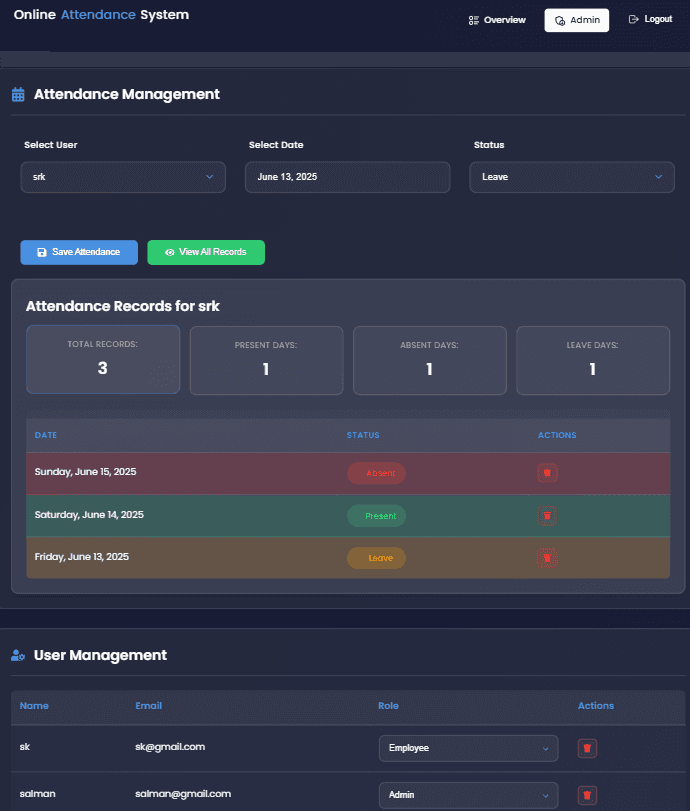 Online Attandance System